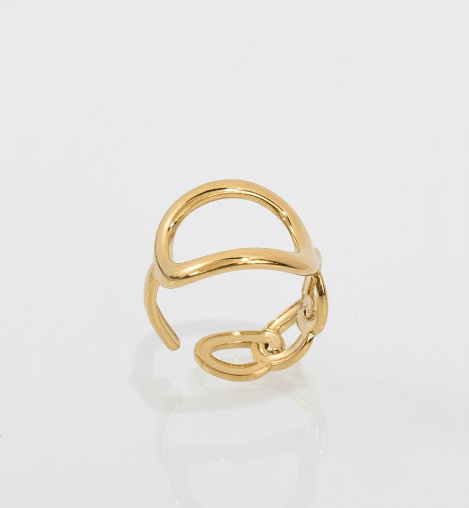 Minimalist Open Circle Chain Link Adjustable Ring