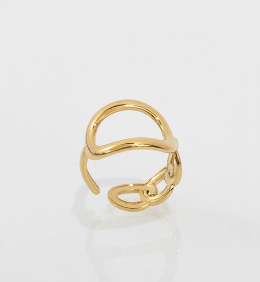 Minimalist Open Circle Chain Link Adjustable Ring