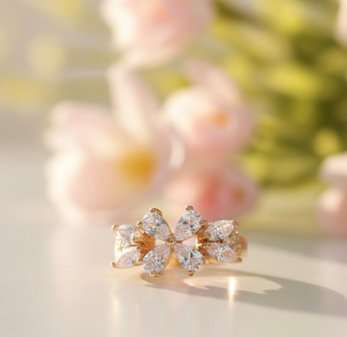Blooming Crystal Flower Ring
