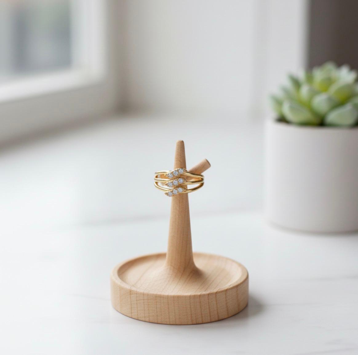 Triple Sparkle Wave Ring