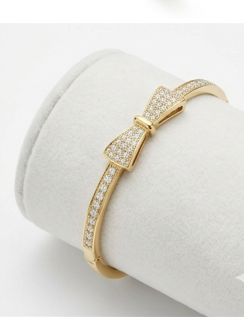 Crystal Bow Charm Adjustable Bracelet