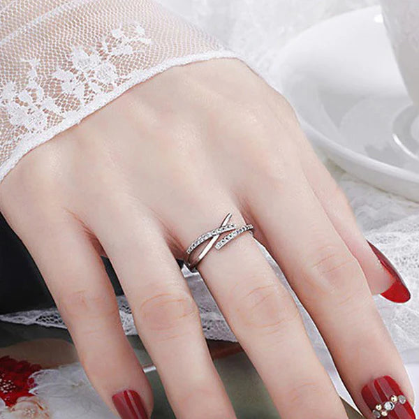 American Diamond Studded Contemporary Korean Finger Ring