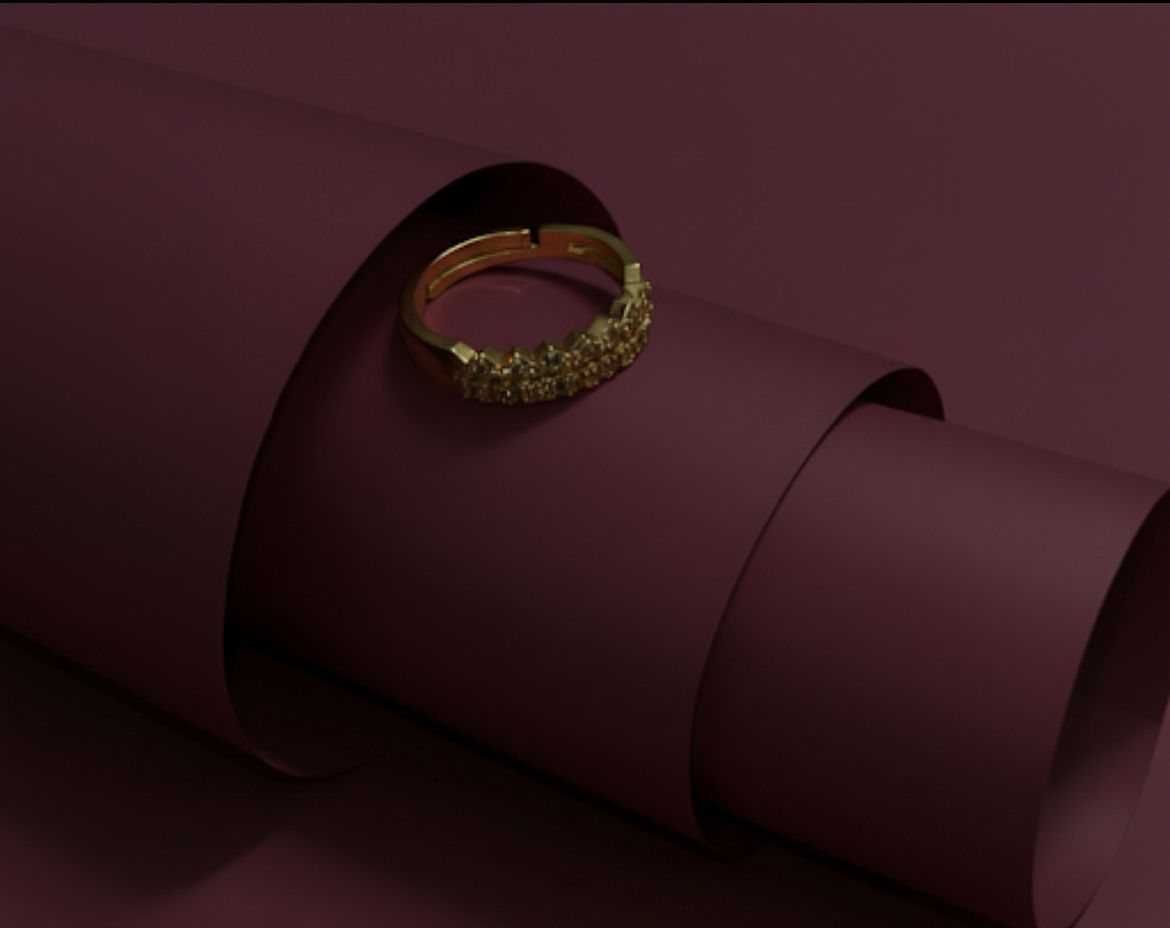 18 Karat Gold Plated Sparkling Double-Row Ring