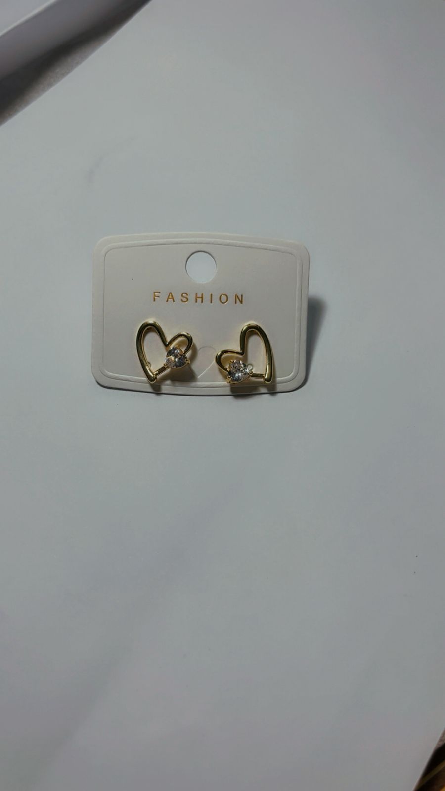 18 Karat Gold Plated Heart Charm Stud Earrings