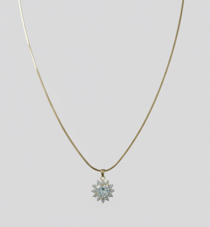 18 Karat Gold Plated Crystal Snowflake Pendant Necklace