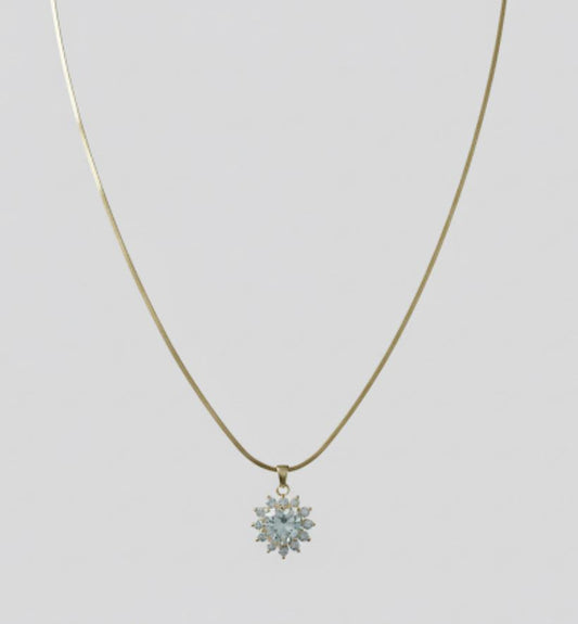 18 Karat Gold Plated Crystal Snowflake Pendant Necklace
