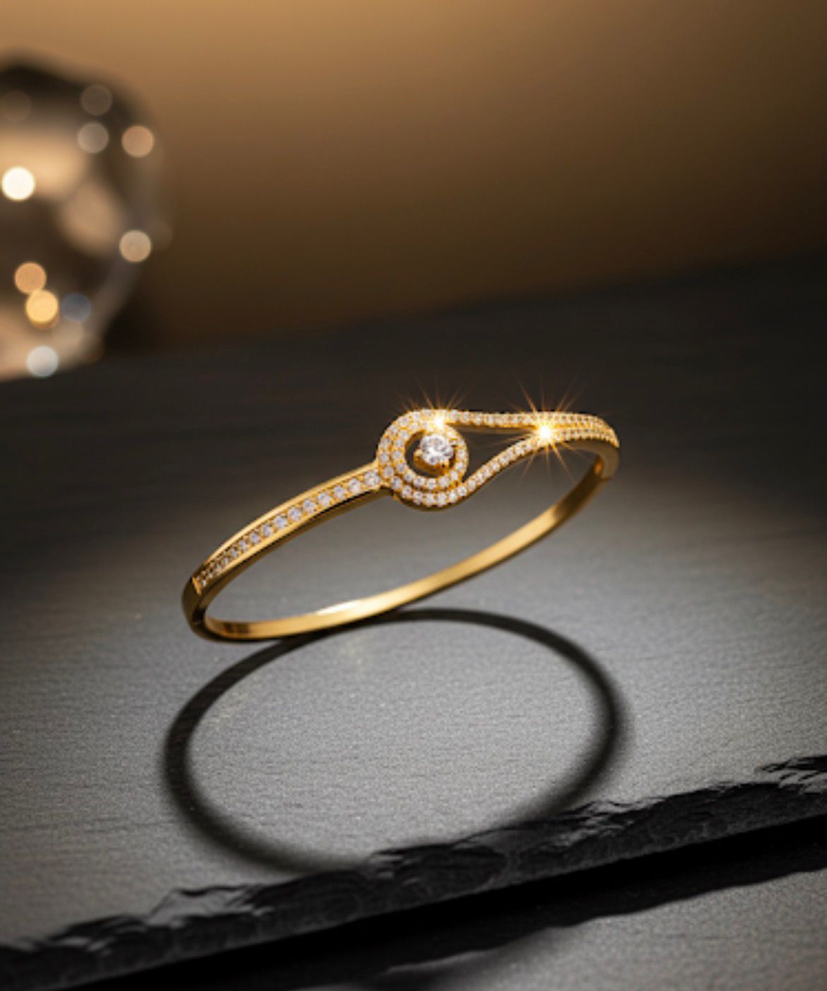 Pave Bypass Solitaire Bangle