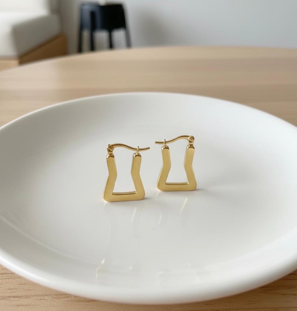 Sleek Geometric Stud Hoops