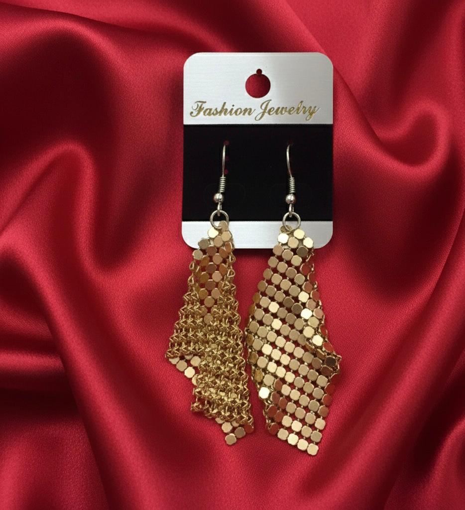 Golden Mesh Dangle Earrings