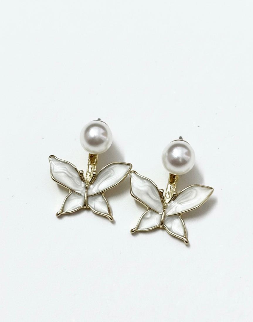 Pearl Butterfly Stud Earrings