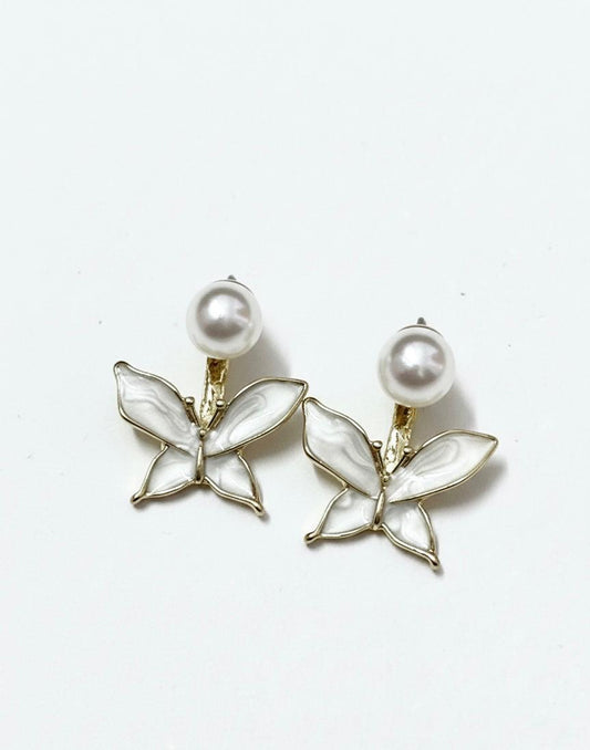 Pearl Butterfly Stud Earrings