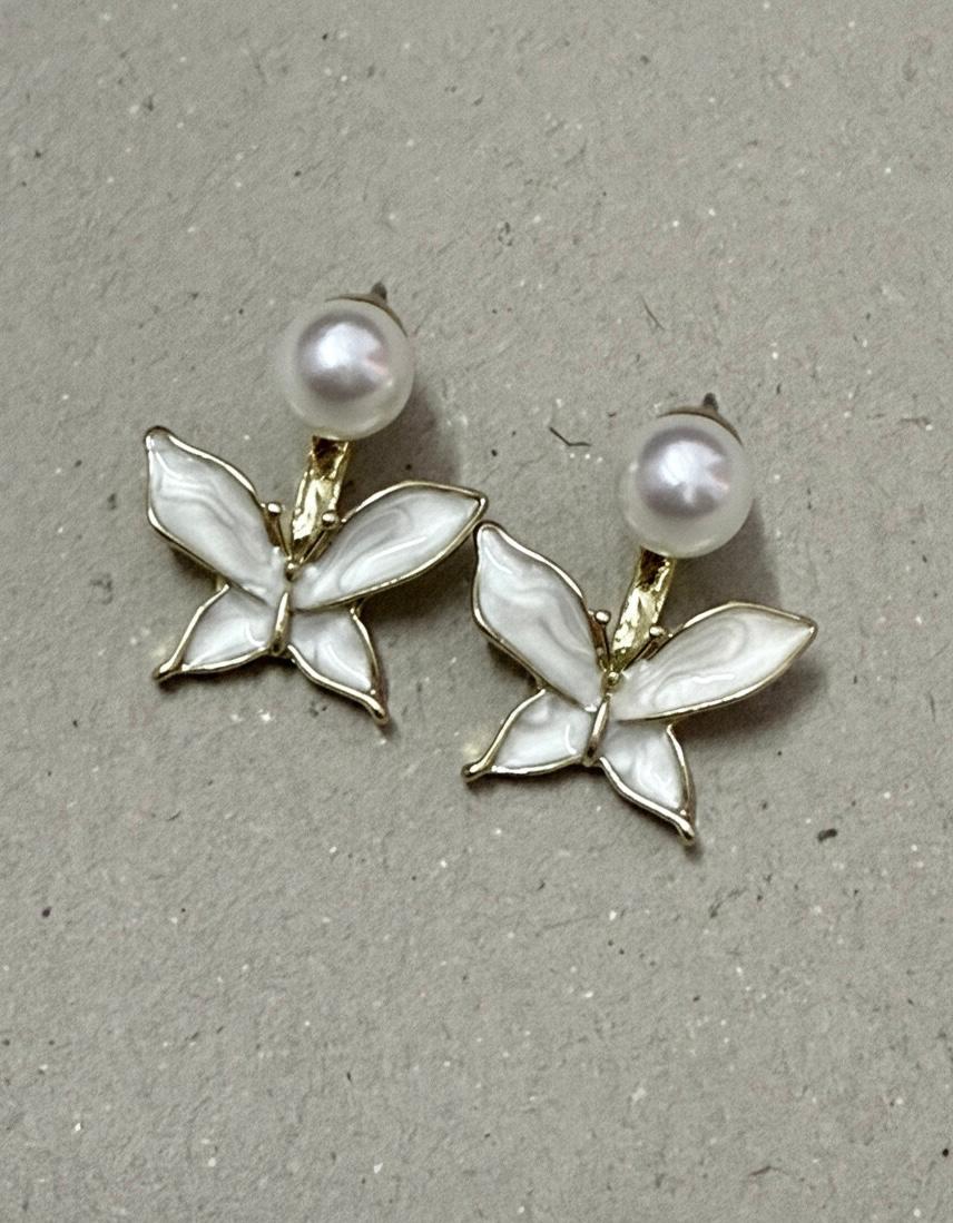 Pearl Butterfly Stud Earrings