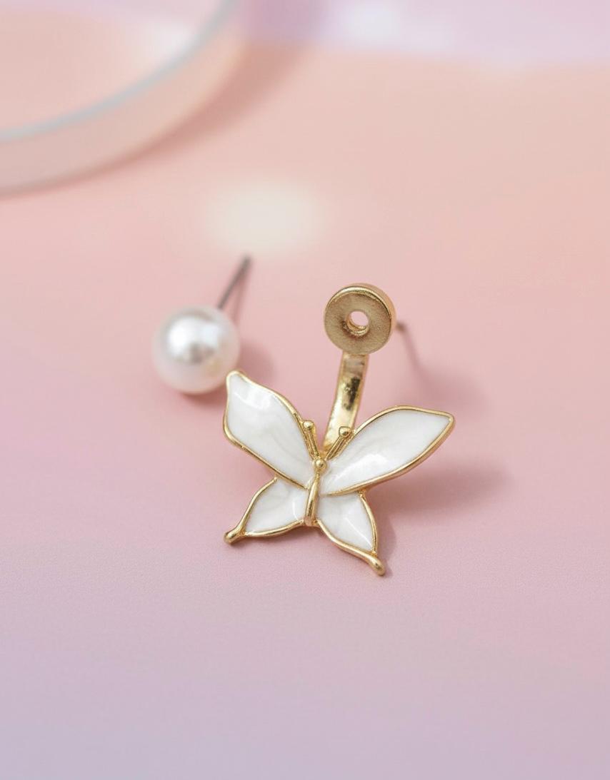 Pearl Butterfly Stud Earrings