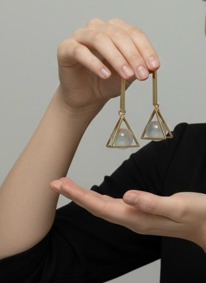 Golden Triangle Drop Earrings