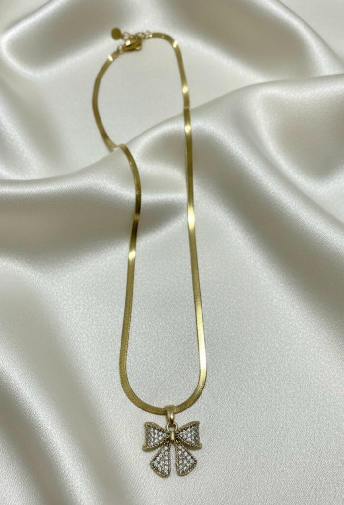 Sparkling Bow Necklace