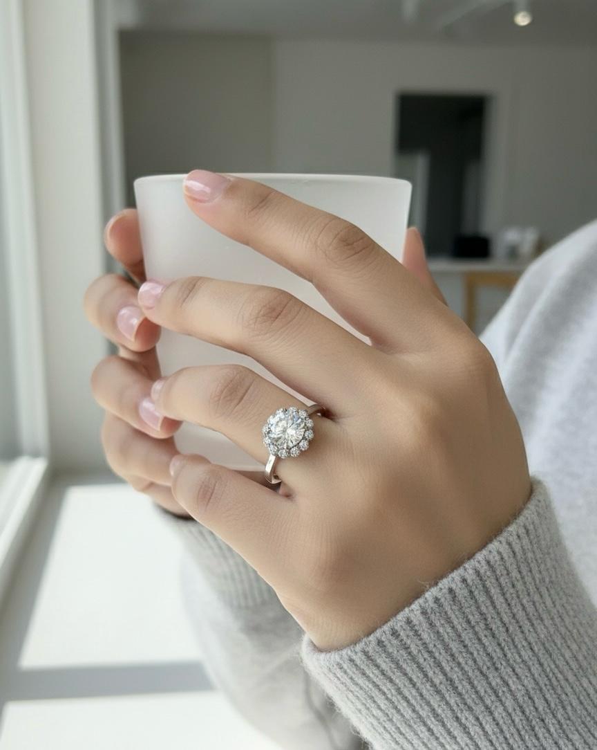 Floral Sparkle Cluster Ring