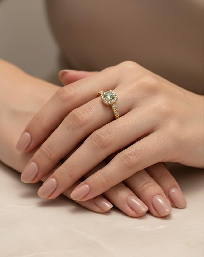 Mint Green Adjustable Statement Ring