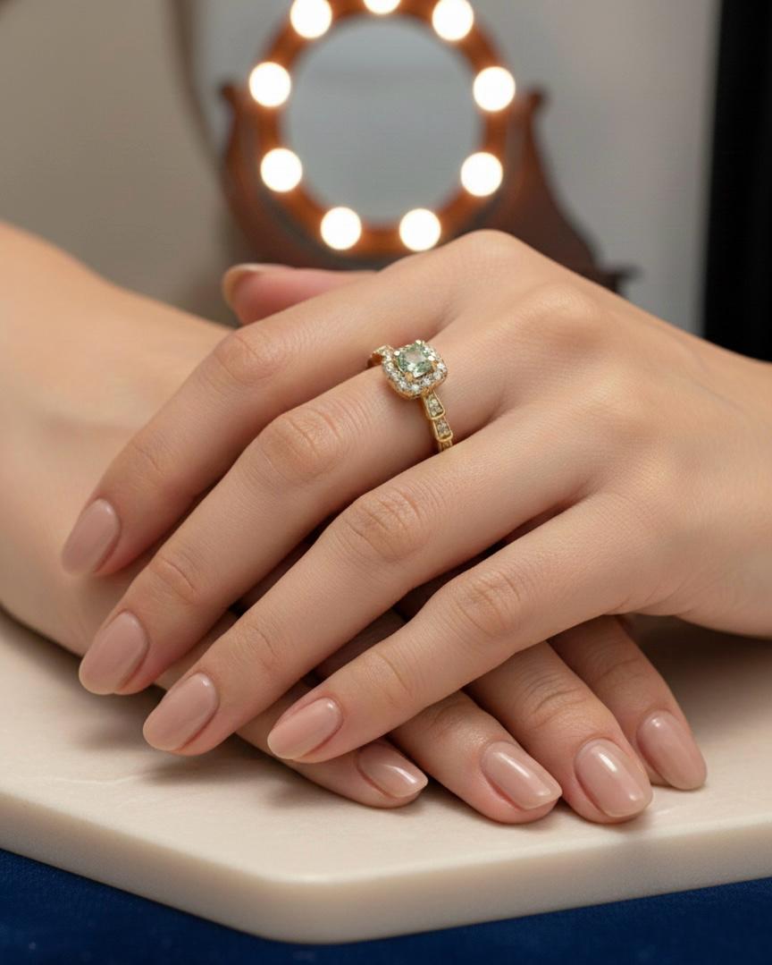 Mint Green Adjustable Statement Ring