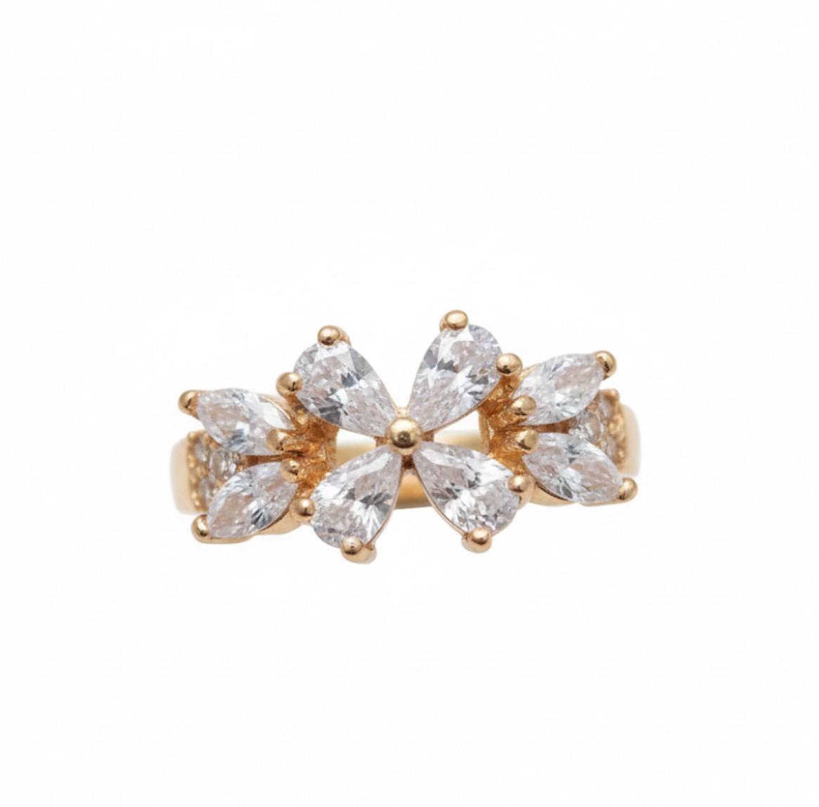 Blooming Crystal Flower Ring
