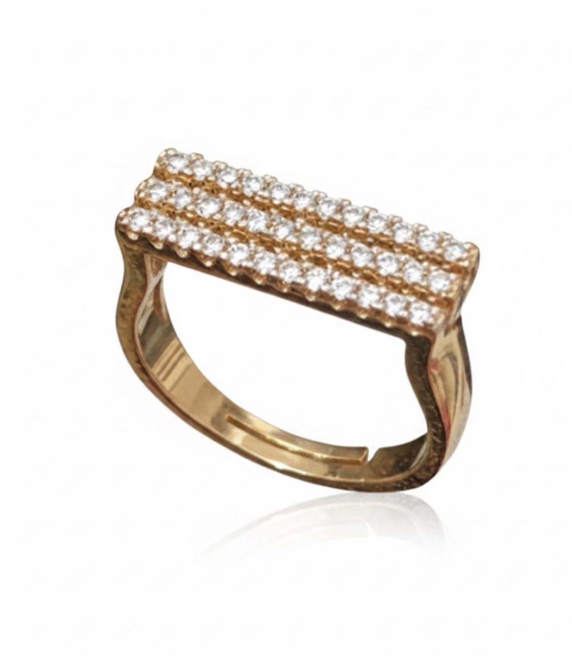 Triple Row Crystal Bar Ring