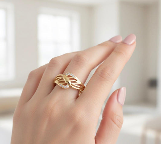 Golden Leaf Spark Adjustable Ring