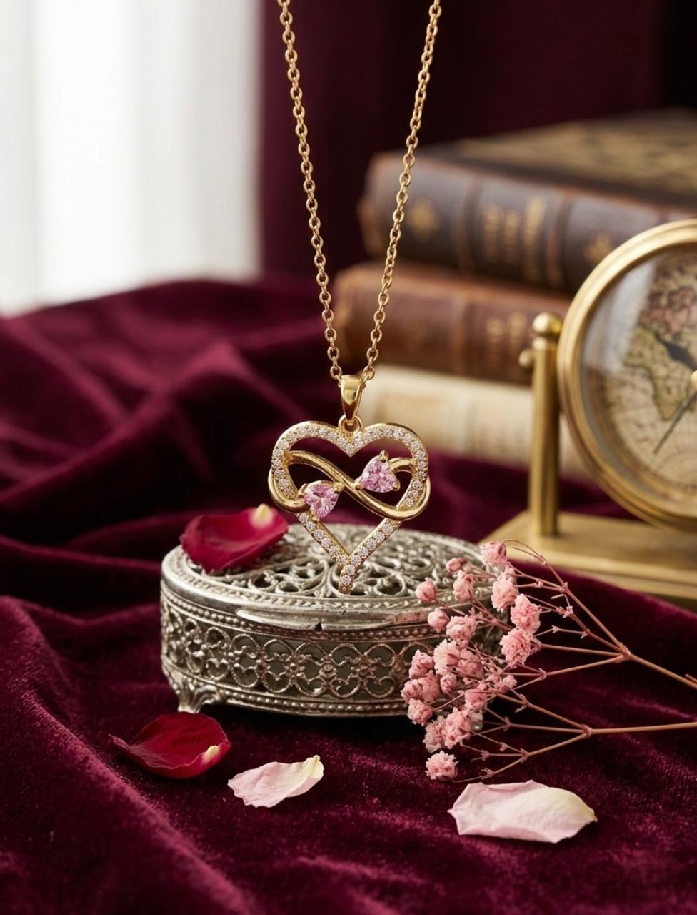 Infinity Blush Heart Pendant