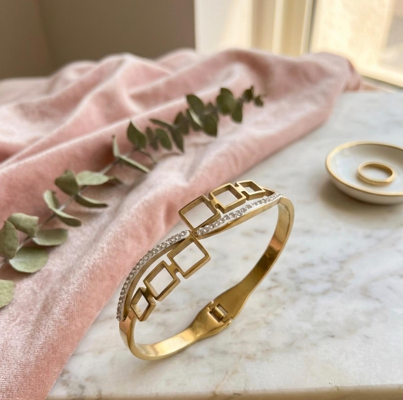 Golden Geometric Grace Bracelet