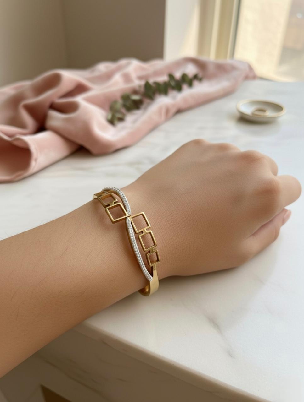 Golden Geometric Grace Bracelet