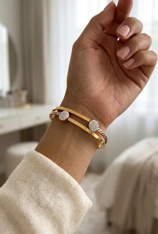 Golden Orbit Crystal Bangle (BUY 1 GET 1 FREE)