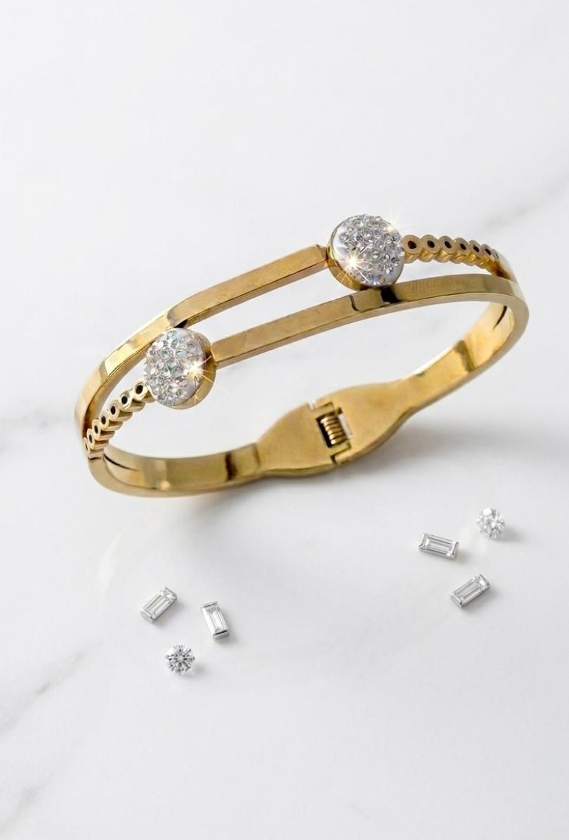 Golden Orbit Crystal Bangle (BUY 1 GET 1 FREE)