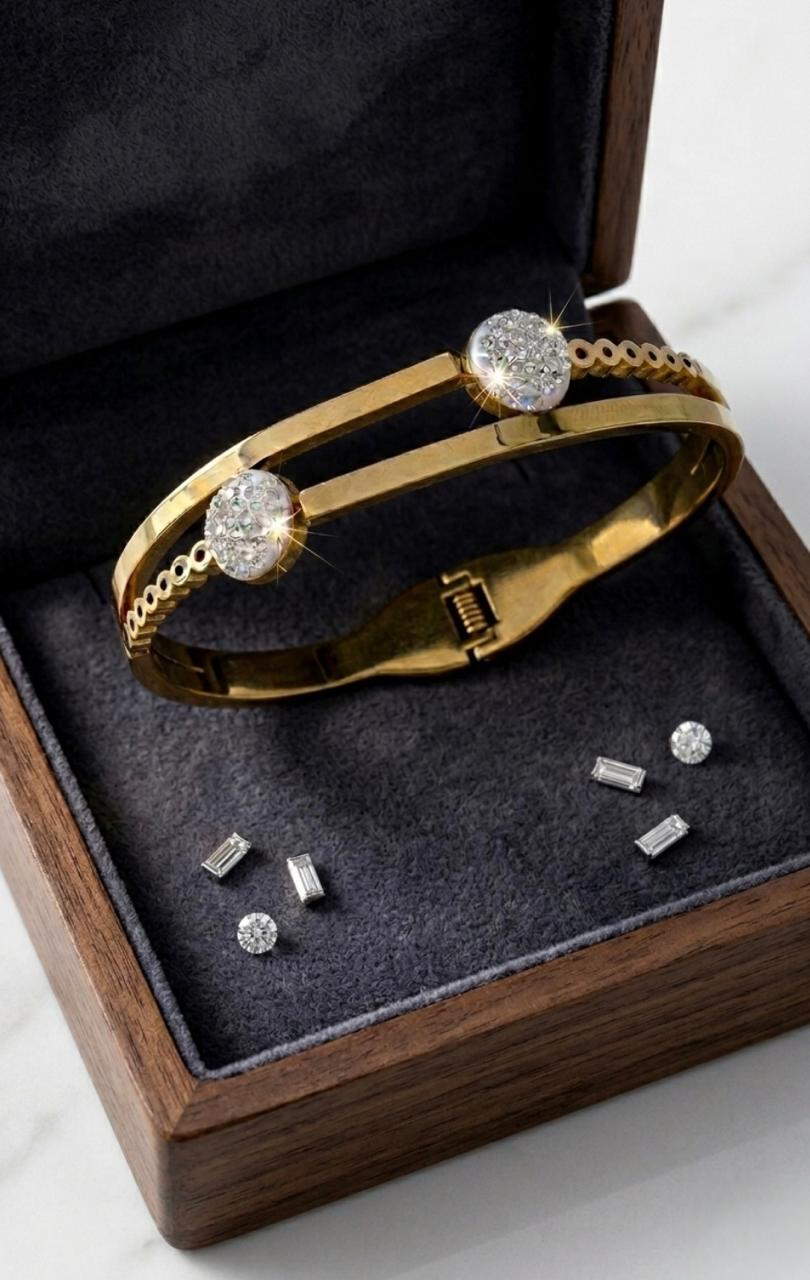 Golden Orbit Crystal Bangle (BUY 1 GET 1 FREE)