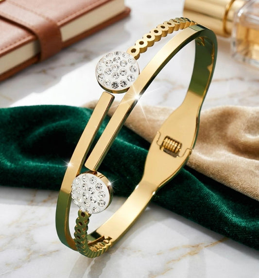 Golden Orbit Crystal Bangle (BUY 1 GET 1 FREE)