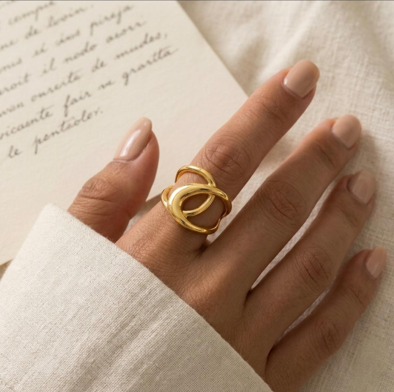 Golden Embrace Adjustable Ring