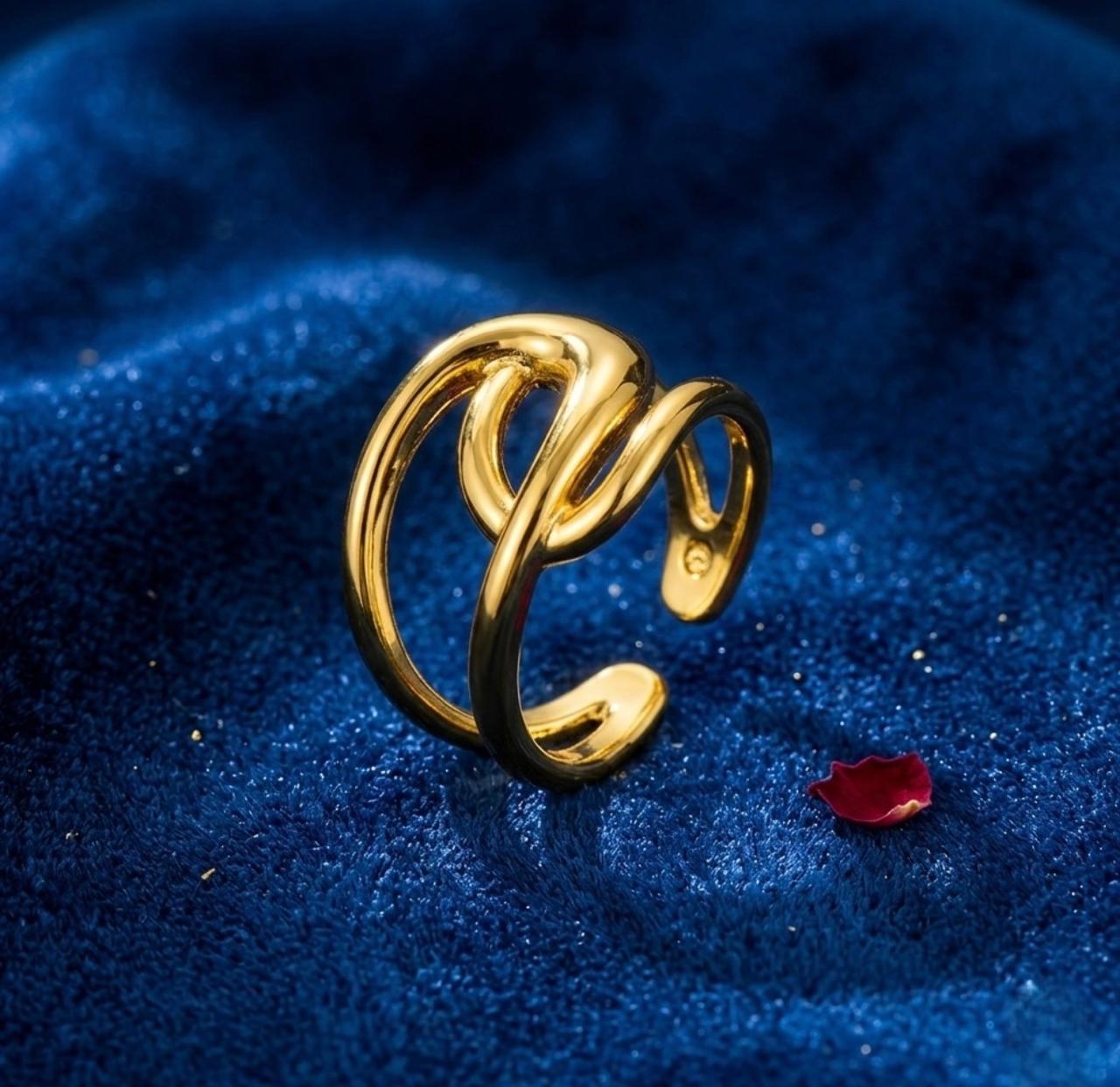Golden Embrace Adjustable Ring