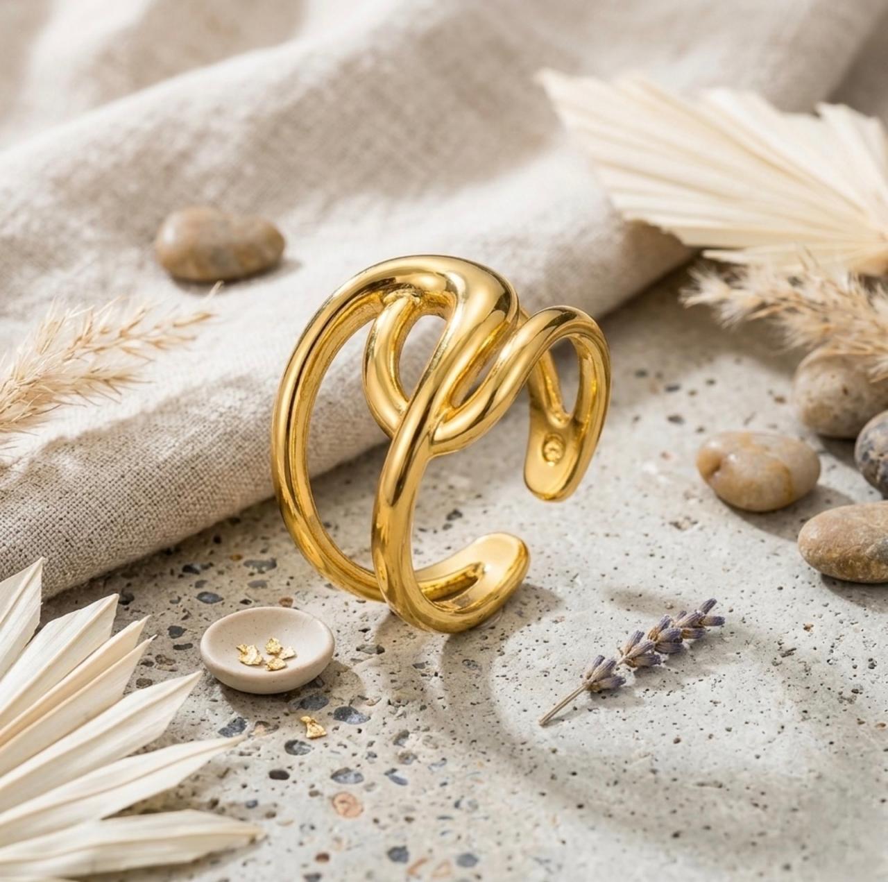 Golden Embrace Adjustable Ring