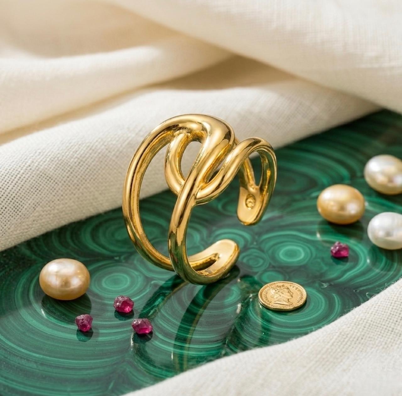 Golden Embrace Adjustable Ring