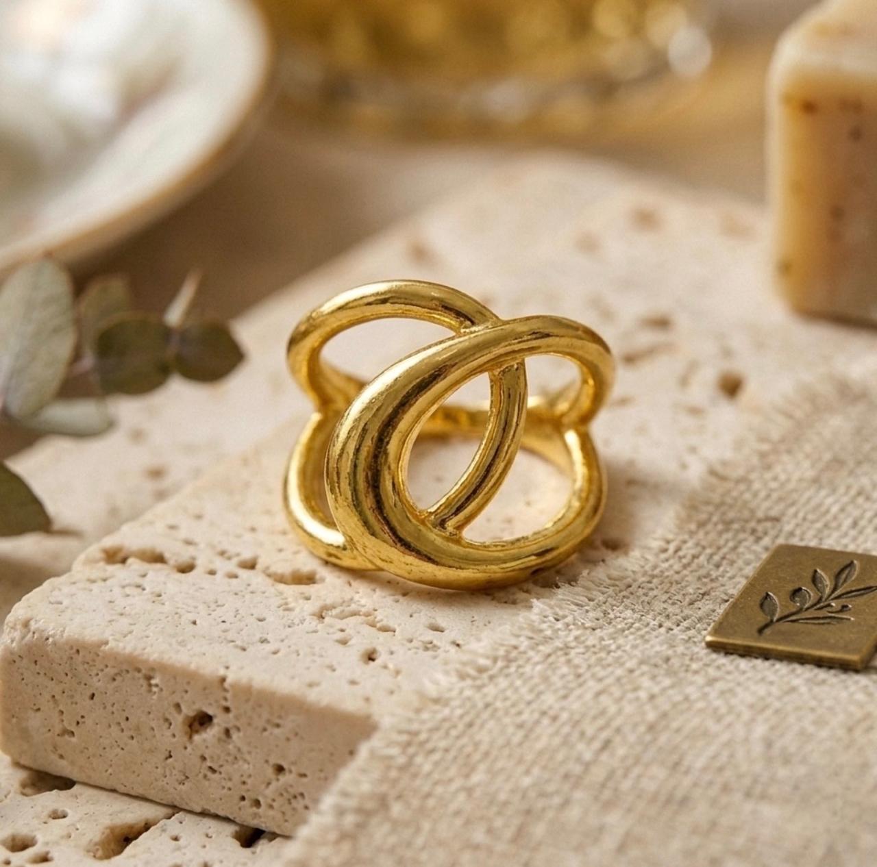 Golden Embrace Adjustable Ring