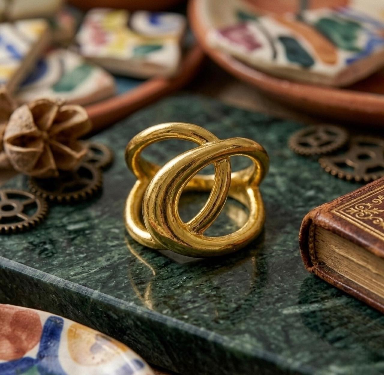 Golden Embrace Adjustable Ring
