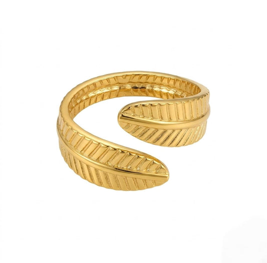 Golden Fern Adjustable Ring