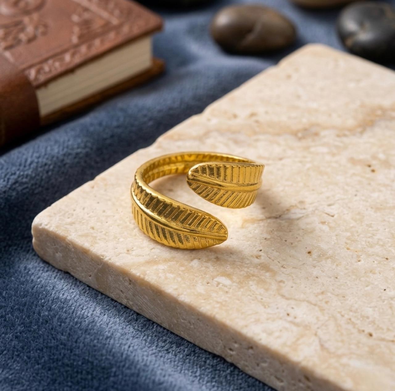 Golden Fern Adjustable Ring