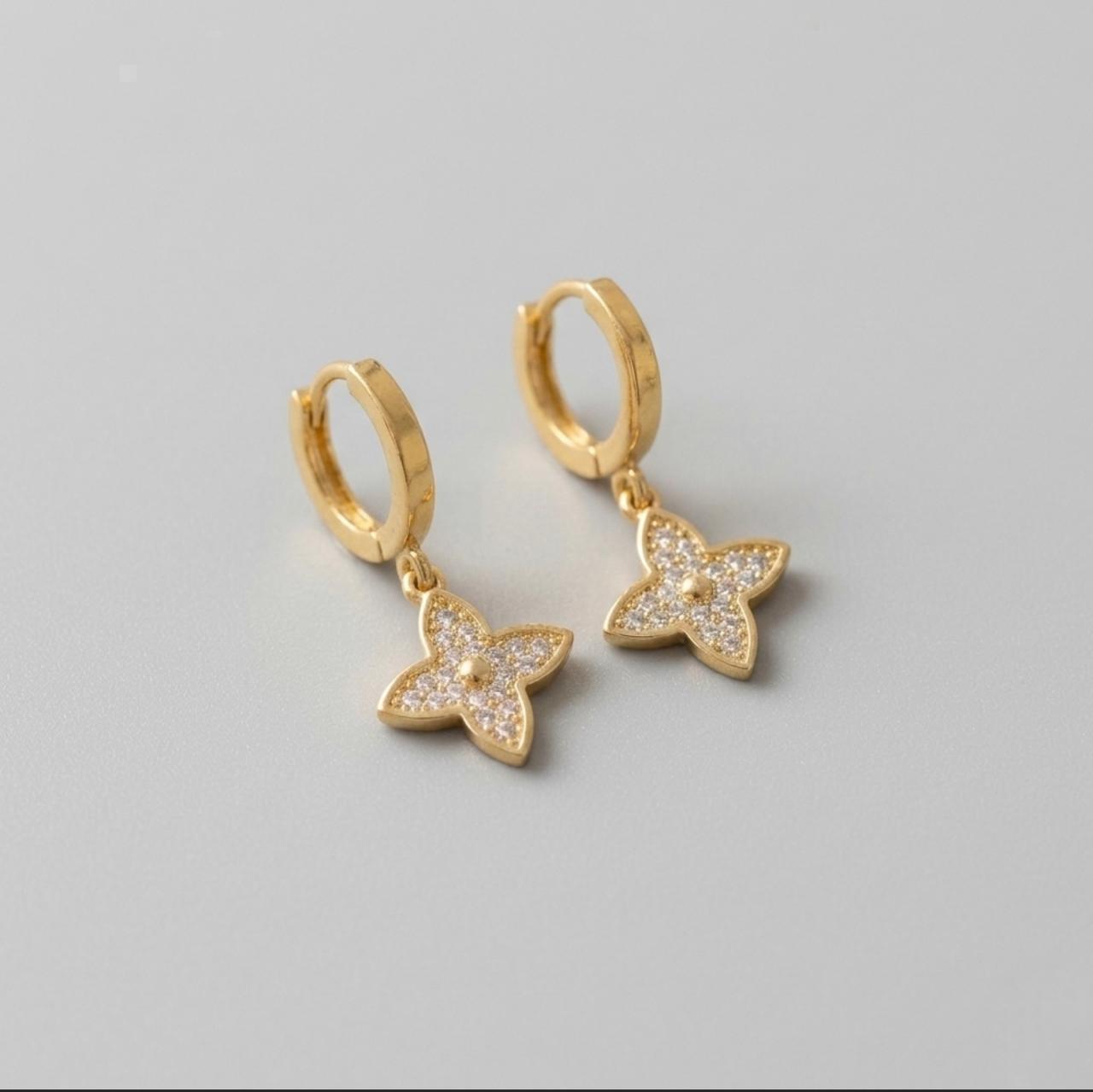 Crystal Clover Charm Hoops