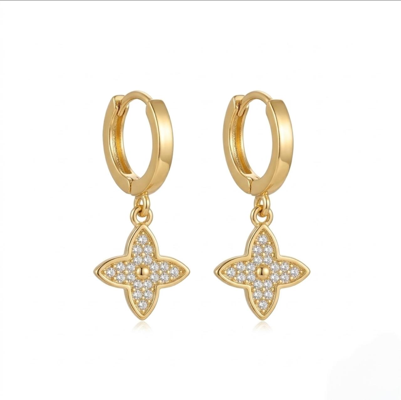 Crystal Clover Charm Hoops