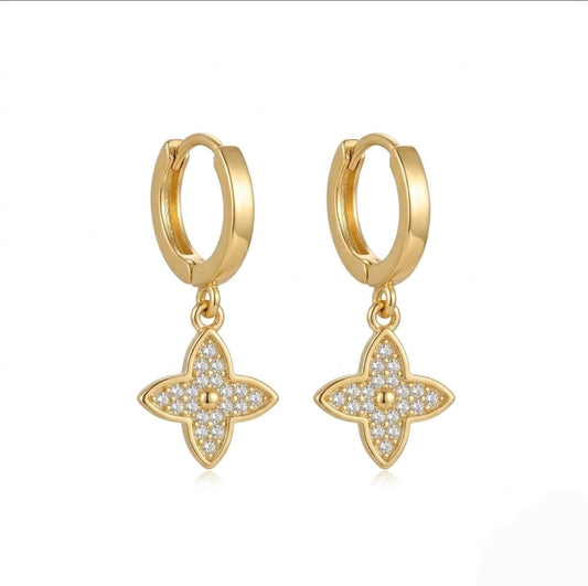 Crystal Clover Charm Hoops