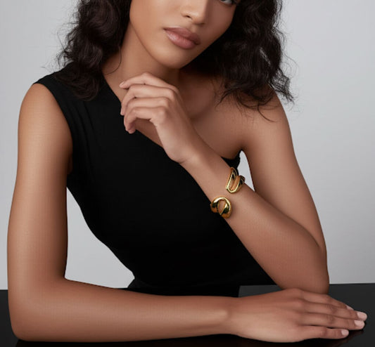 18K Gold-Plated Anti Tarnish Front Open Designer Cuff Bracelet