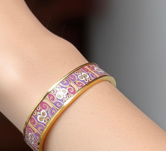 18K Gold-Plated Enamel Art Inspired Anti-Tarnish Bangle Bracelet