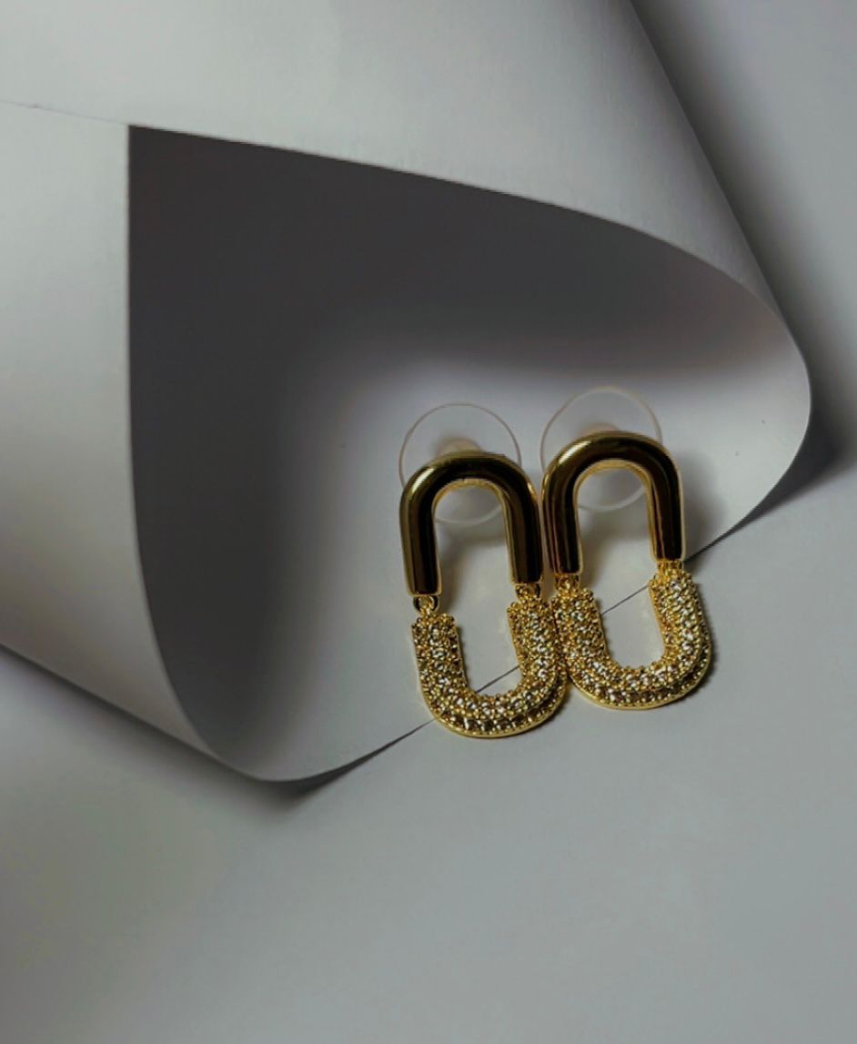 18 Karat Gold Plated Arch Drop Earrings