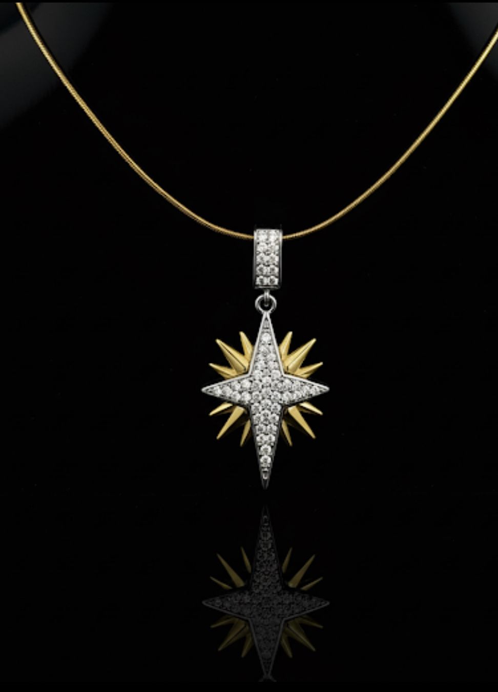 18 Karat Gold Plated Pave Crystal Star Necklace