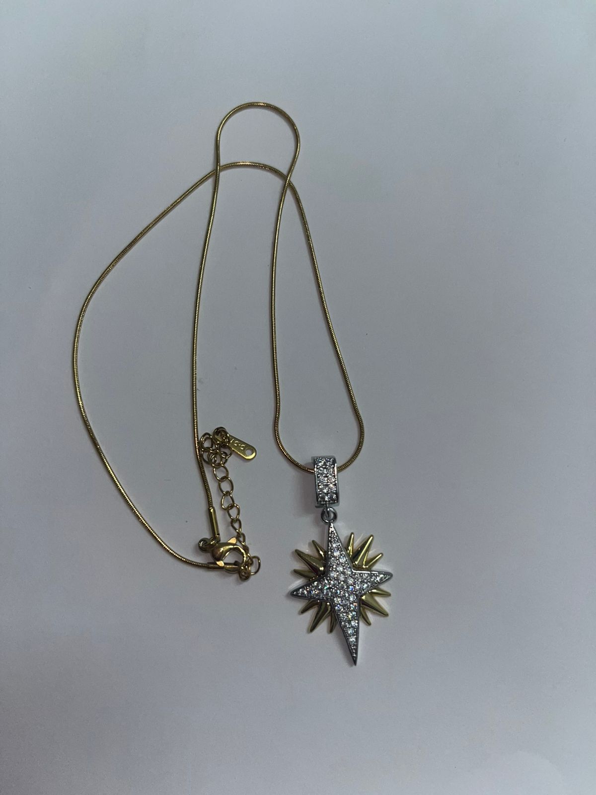18 Karat Gold Plated Pave Crystal Star Necklace