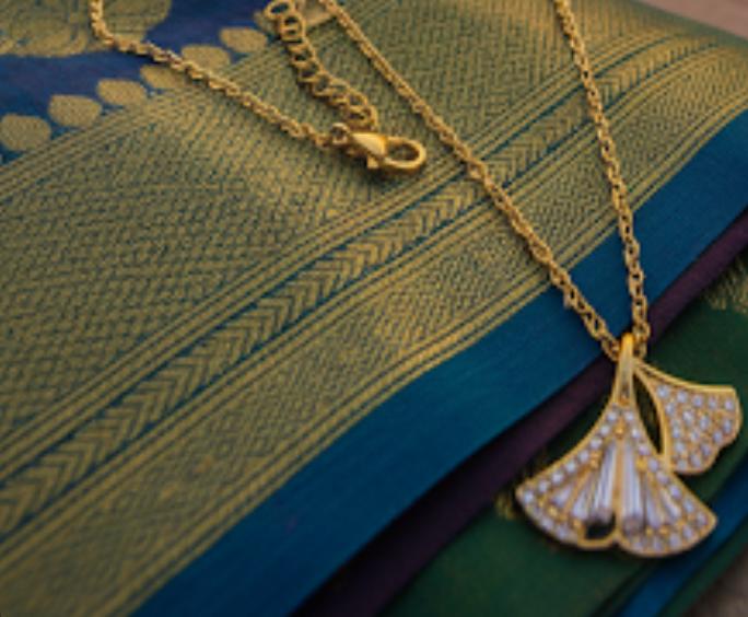 18 Karat Gold Plated Dainty Fan-Shaped Crystal Necklace