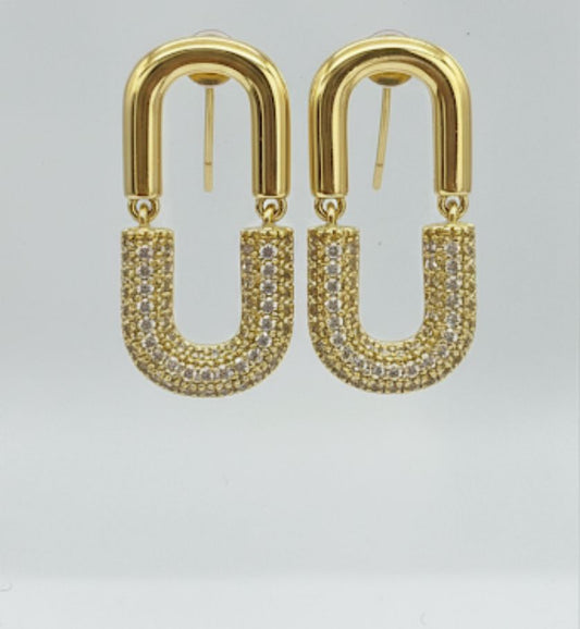 18 Karat Gold Plated Arch Drop Earrings